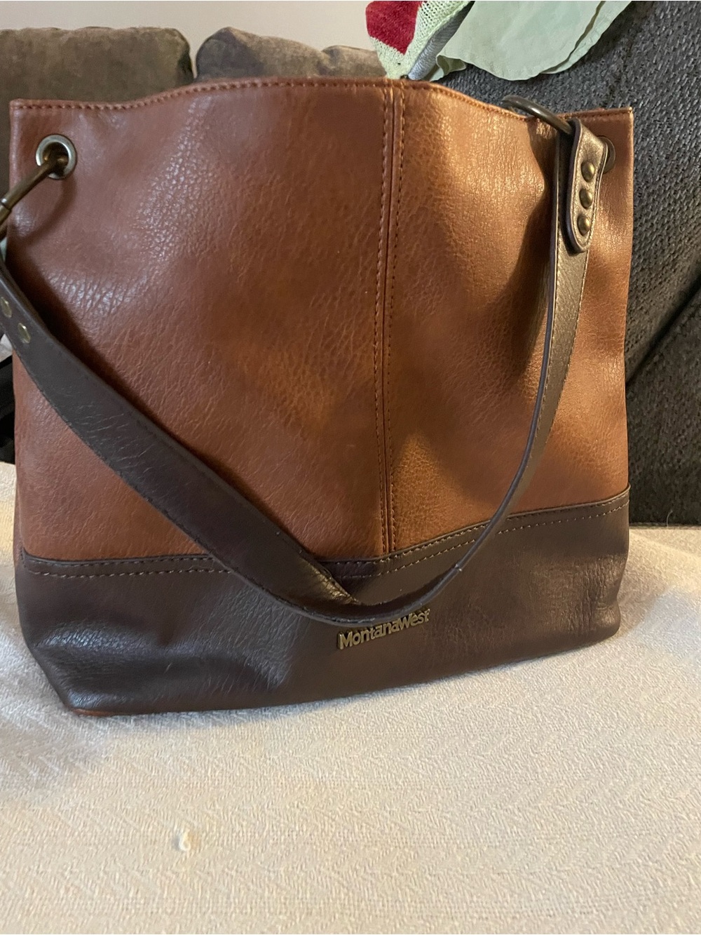 Montana West Two-Tone Brown Shoulder Bag